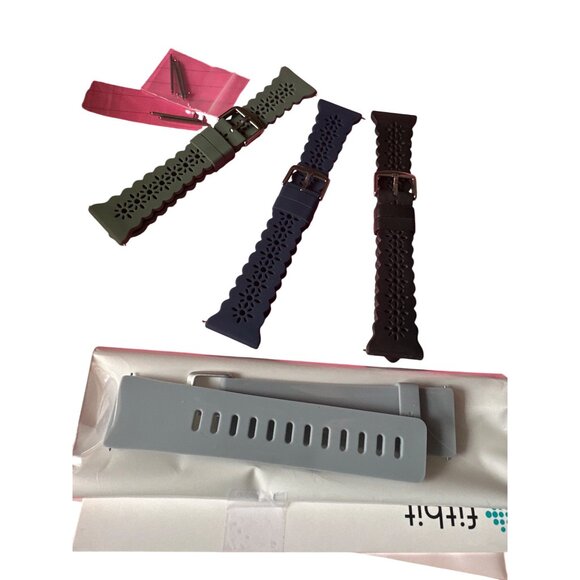 Fitbit Compatible Silicone Watch Bands Set Of 4 With Floral Design & Pins - Picture 3 of 5